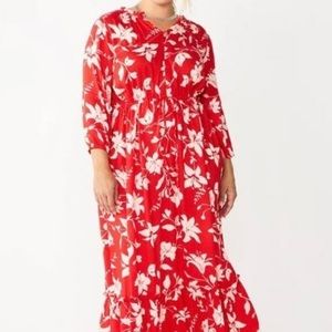 CROFT & BARROW BEAUTIFUL FLORAL PRINT MAXI DRESS SIZE PXXL